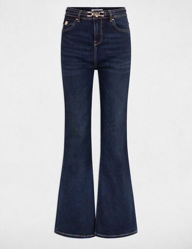 High-waisted flare jeans raw denim women