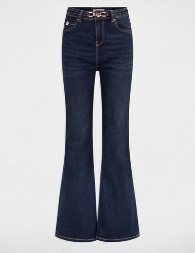 High-waisted flare jeans raw denim women
