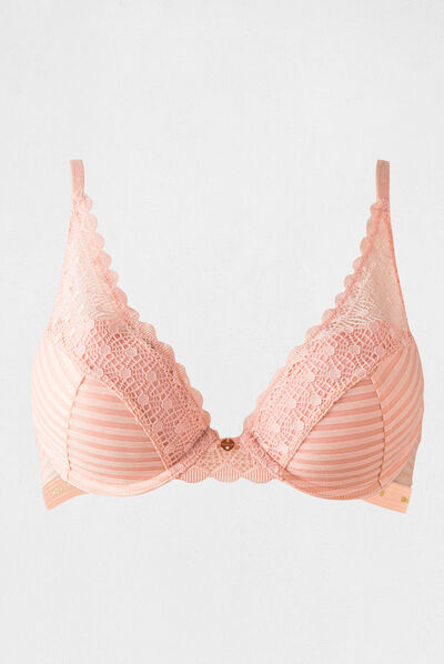 Lace padded bra pink ladies'