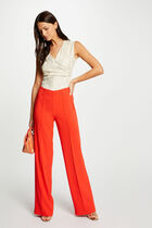 Loose wide leg trousers dark orange women