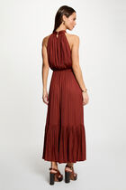 Maxi loose A-line dress cognac brown women