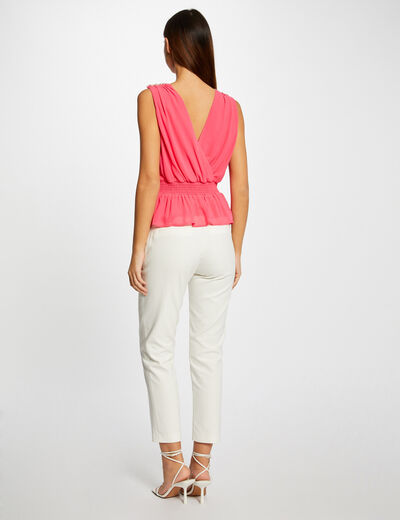 Sleeveless blouse with chain details pink ladies'