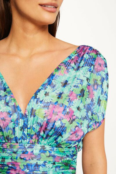 Maxi straight dress with floral print multico ladies'
