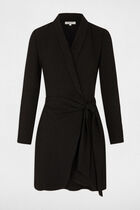 Stripped tied wrap dress black women