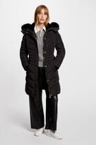 Doudoune longue à capuche noir femme