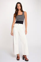 Knitted top wide straps navy blue women