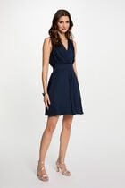 Mini loose straight dress petroleum blue women