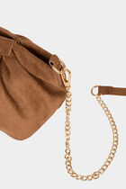 Suede crossbody bag cognac brown women