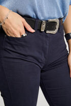 Straight trousers navy blue women