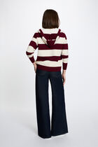 Striped sweater with hood bordeaux women