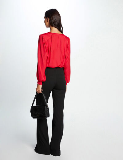 Long-sleeved blouse medium red ladies'