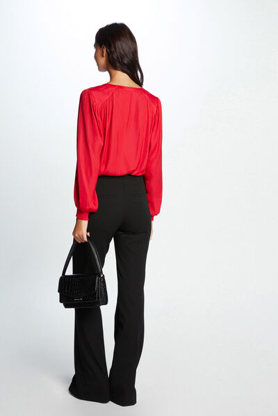 Long-sleeved blouse medium red ladies'