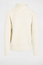 Long-sleeved jumper with buttons ivory women