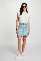 Mini denim skirt bleach denim women