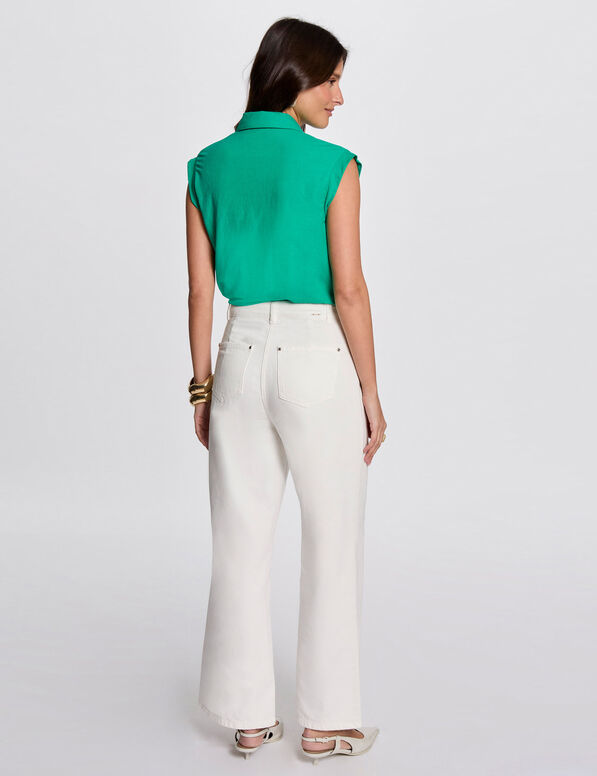 Blouse sans manches vert émeraude femme