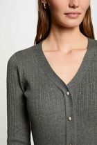 Fitted midi knitted dress anthracite grey women