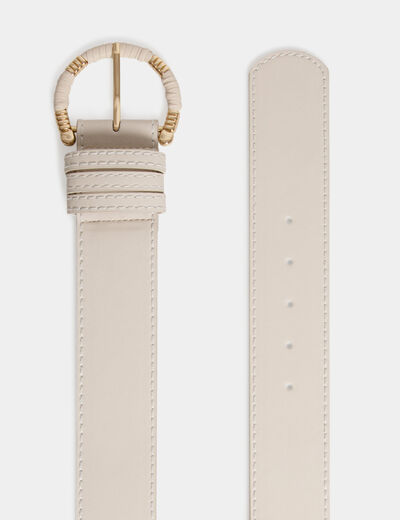 Belt with wrapped buckle ivory ladies'