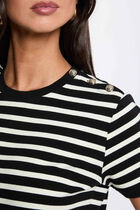 Striped t-shirt with round neck black women