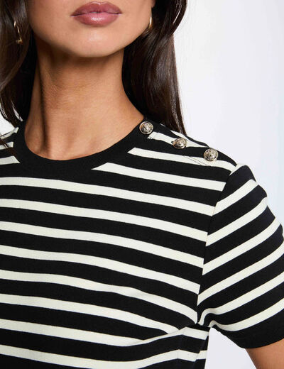 Striped t-shirt with round neck black women