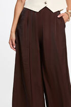 Wide-leg high-waisted trousers dark brown women
