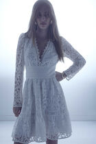 Robe courte évasée dentelle blanc femme