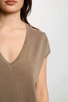Oversized V-neck sweater taupe women