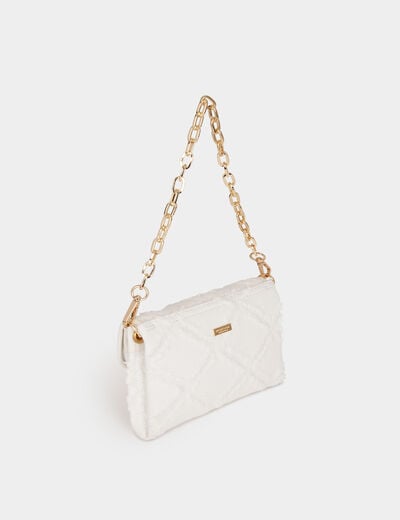 Clutch bag with fringes ivory women