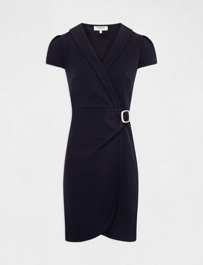 Wrap dress with buckle navy ladies'