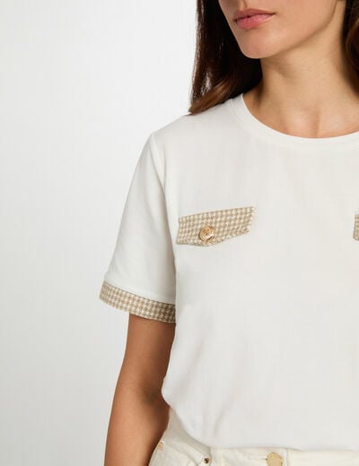 Cropped t-shirt with round neck white women