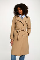 Trench long col tailleur beige femme