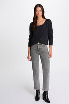 Printed jumper round neck navy women