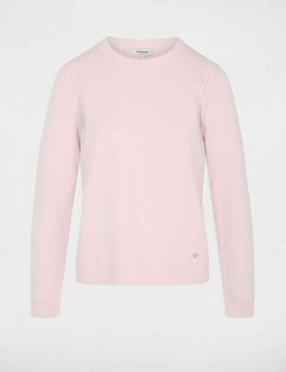 Textured knit sweater light pink women