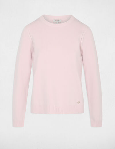 Textured knit sweater light pink women