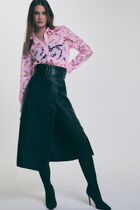 Jupe longue simili cuir noir femme