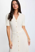 Knitted dress with folded collar ivory women
