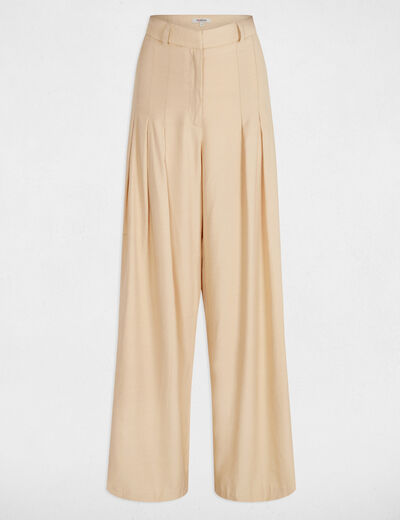 Wide leg trousers with darts cream women