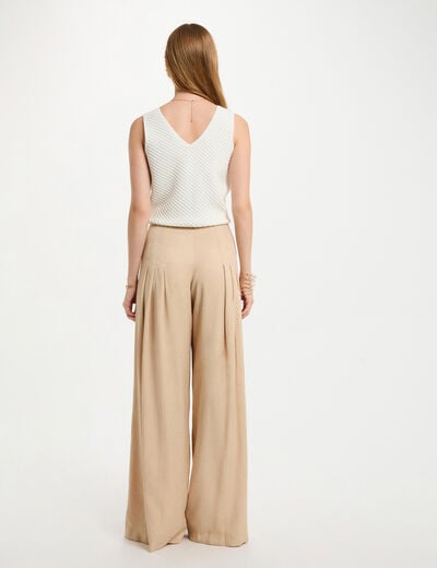 Wide leg trousers with darts cream women