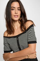 Striped Bardot t-shirt white women