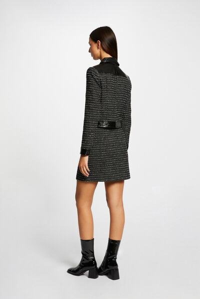 Straight jacket with vinyl details black ladies'