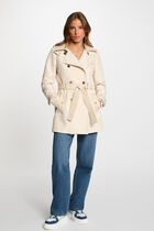 Trenchcoat faux leather detail ivory women
