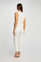 Short-sleeved t-shirt with ruffles ecru women