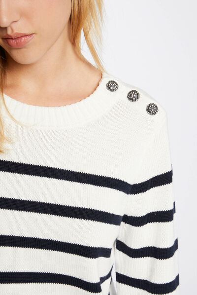 Long-sleeved jumper with stripes ivory ladies'