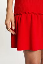 Knitted fitted dress bright red women