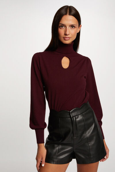 Jumper turtleneck with opening plum ladies'