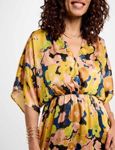 Printed straight midi dress multicolor women