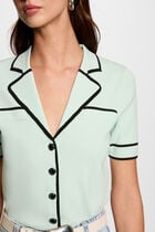 Gilet manches courtes vert clair femme
