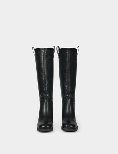heeled faux leather boots black women Heeled faux leather boots black women