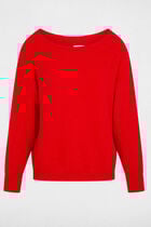 Jumper with round neck red women