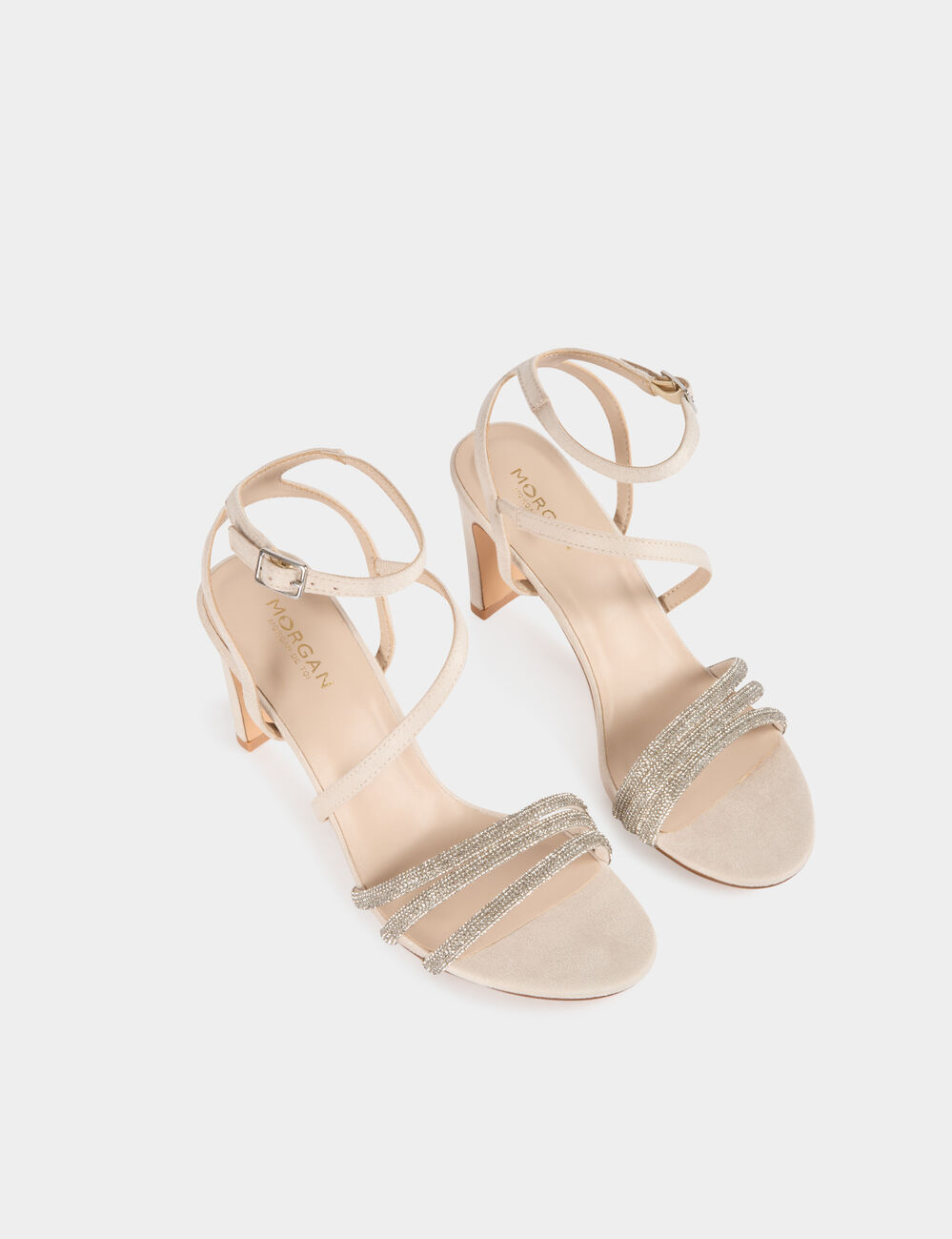 Sparkly sandals beige women