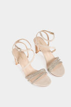 Sparkly sandals beige women